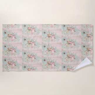 Toalla De Playa Chica de hadas de flor de toro y flor