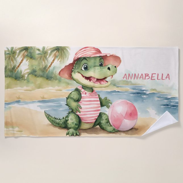 Toalla De Playa Chica de lagarto personalizado (Anverso)