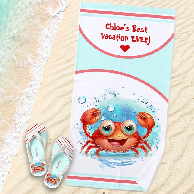 Toalla De Playa Chica de nombre de vacaciones de verano de cangrej (Subido por el creador)