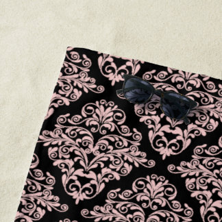 Toalla De Playa Chica del Fiesta de Damasco Rosado