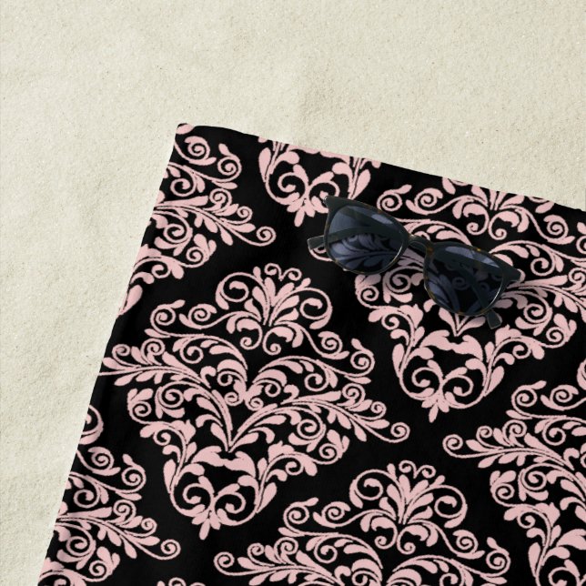 Toalla De Playa Chica del Fiesta de Damasco Rosado (In situ)