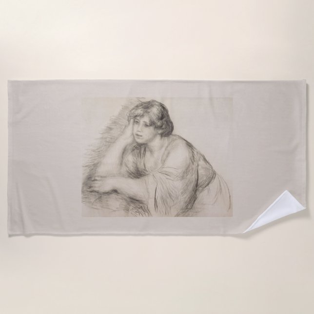 Toalla De Playa Chica en sesión (por Pierre-Auguste Renoir) (Anverso)