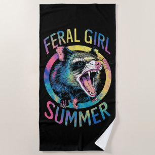 Toalla De Playa Chica Feral Summer Opossum Tye Raccoon