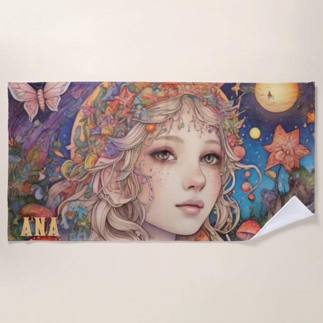 Toalla De Playa Chica mágico de fantasía mística (Anverso)