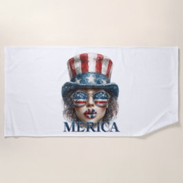 Toalla De Playa Chica Merica, 4 de julio Chica de Glam con estrell
