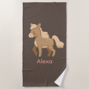 Toalla De Playa Chica Monogramado Personalizado del Caballo Pony
