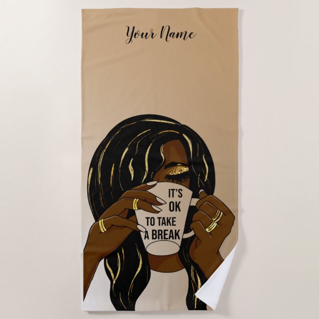 Toalla De Playa Chica negro mujer afroamericana cita inspiradora (Anverso)