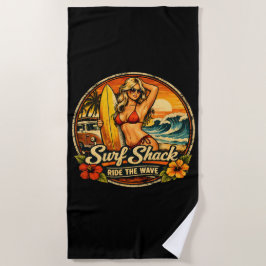 Toalla De Playa Chica Pin-Up de Surf en la Cabaña de Surf | Monta 