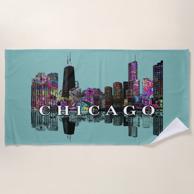 Toalla De Playa Chicago, Illinois cubierto de graffiti Beach Towel (Anverso)