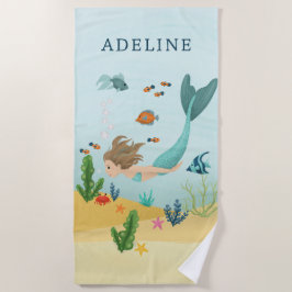 Toalla De Playa Chicas adorables y mágicos niños del Mar de Sirena