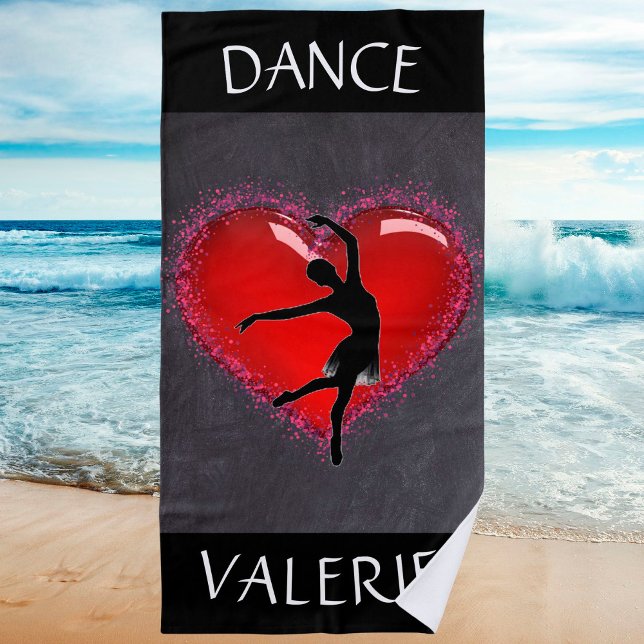 Toalla De Playa Chicas Dance Chalkboard Heart con Nombre Personali (Subido por el creador)