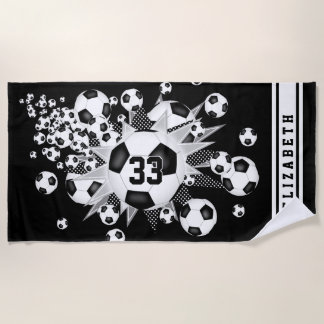 Toalla De Playa chicas de baloncesto de fútbol número jersey