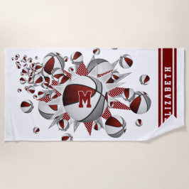 Toalla De Playa chicas de las estrellas de baloncesto gris maroon 