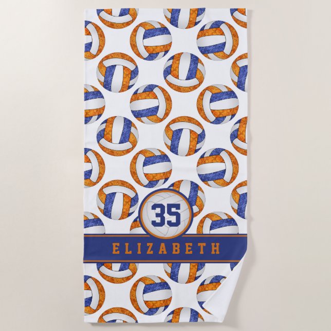 Toalla De Playa chicas deportivos del equipo de voleibol naranja a (Anverso)