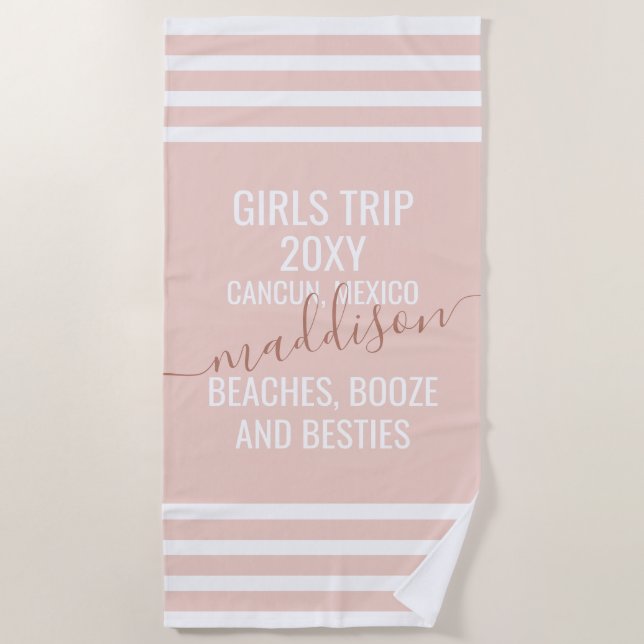 Toalla De Playa Chicas Getaway Beach Trip Funny Rubor Pink (Anverso)