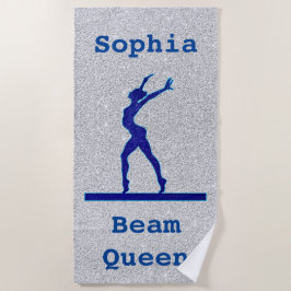 Toalla De Playa Chicas Gimnasia Beam Queen Faux Purpurina