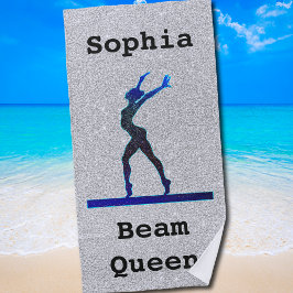 Toalla De Playa Chicas Gimnasia Beam Queen Faux Purpurina