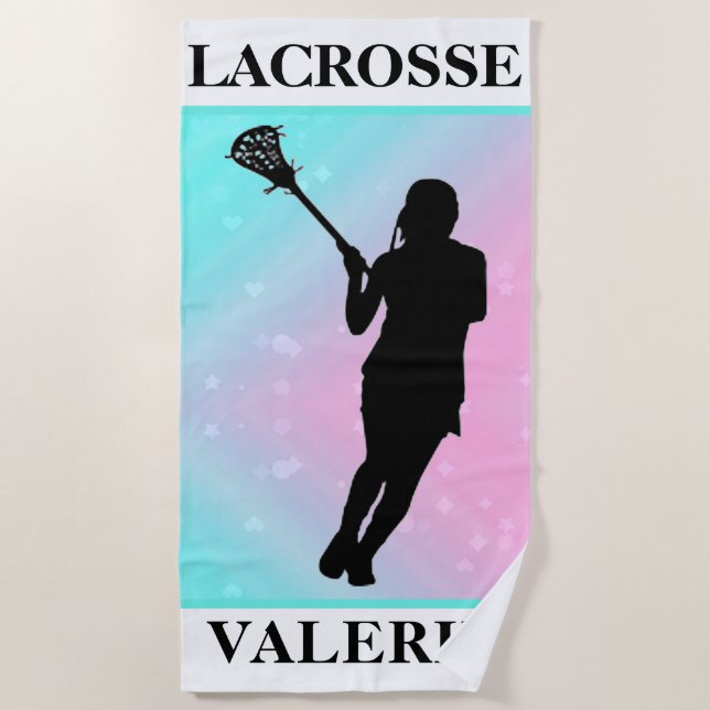 Toalla De Playa Chicas Lacrosse Personalized Pastel (Anverso)