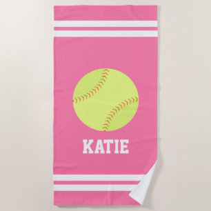 Toalla De Playa Chicas personalizados del softball