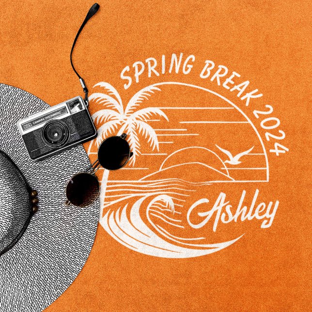 Toalla De Playa Chicas Viaje de Primavera Personalizado Divertido  (Matching spring break towels for your whole girl squad!)