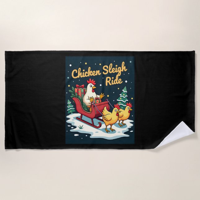 Toalla De Playa Chicken Sleigh Ride (Anverso)