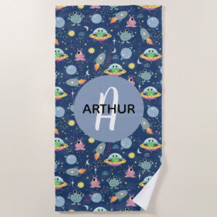 Toalla De Playa Chicos Motivo Espacial Guay Rocket Ship Alien Kids