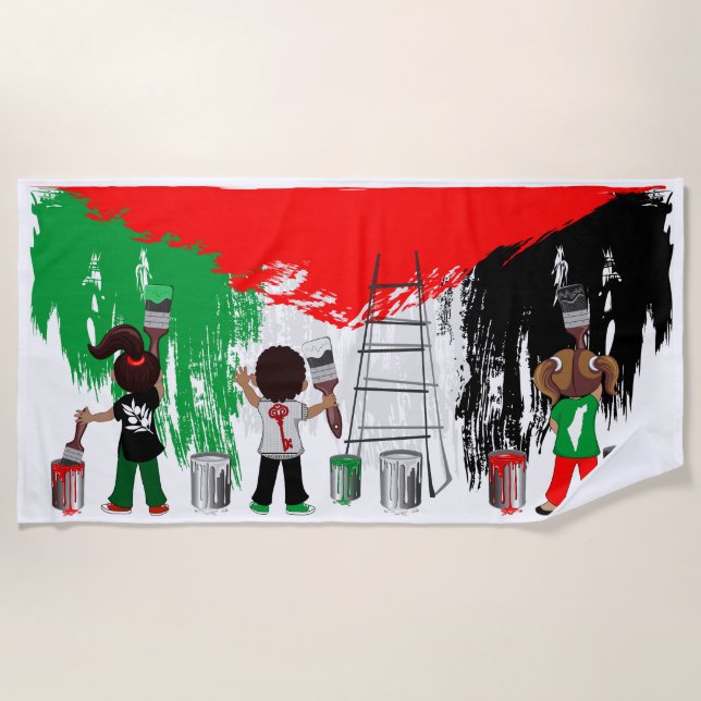 Toalla De Playa Children of Gaza Painting Palestine Flag  (Anverso)