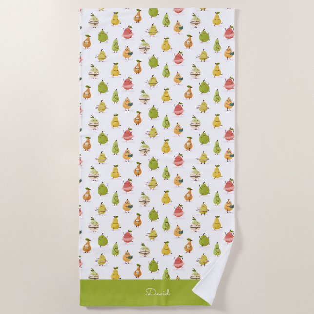 Toalla De Playa Children's pattern of fun pears (Anverso)