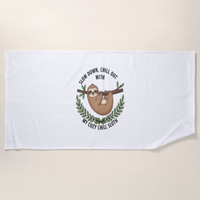 Toalla De Playa Chill Sloth, EE.UU. Animal (Anverso)
