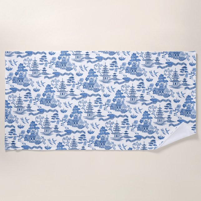 Toalla De Playa Chinoiserie Blue Willow (Anverso)
