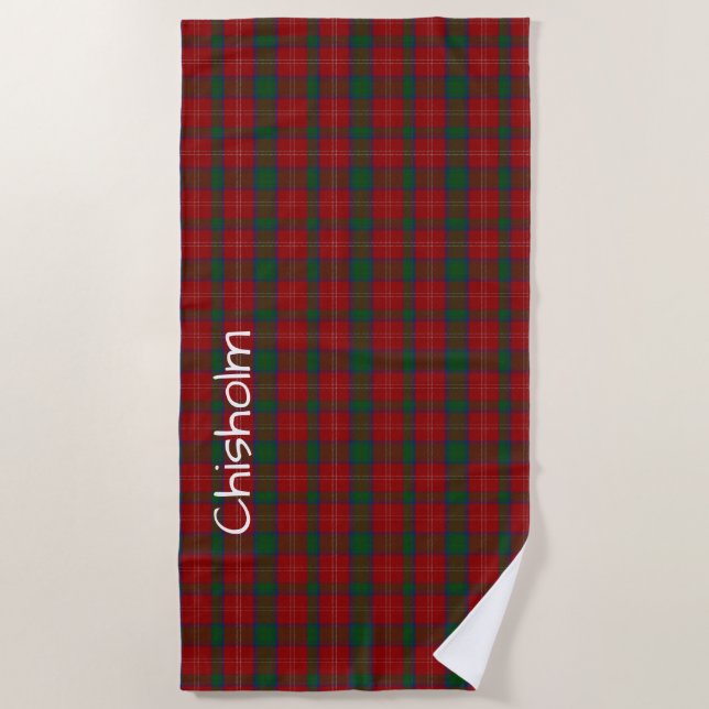 Toalla de playa Chisholm Tartan Plaid (Anverso)