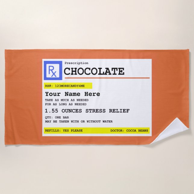 Toalla De Playa Chocolate Personalizado con Receta   (Anverso)
