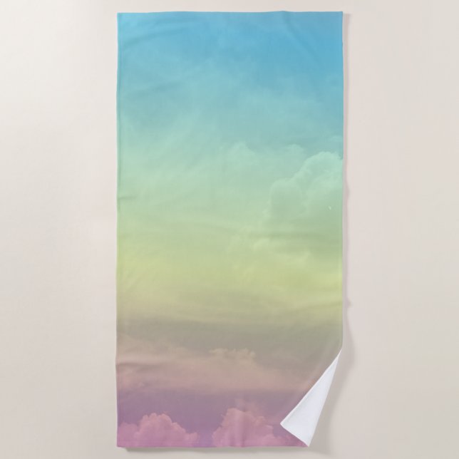 Toalla De Playa Cielo con degradado rosa (Anverso)