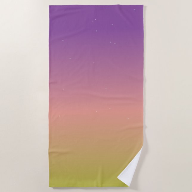 Toalla De Playa Cielo de Estrellas con Degradado Rosa (Anverso)