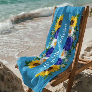 Toalla De Playa Cielo Floral Azul de Verano