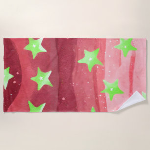 Toalla De Playa cielo rojo con estrellas