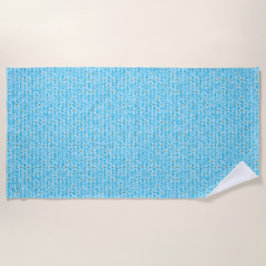 Toalla De Playa Cielo Suave Azul y Blanco Patrón Floral Acuarela D