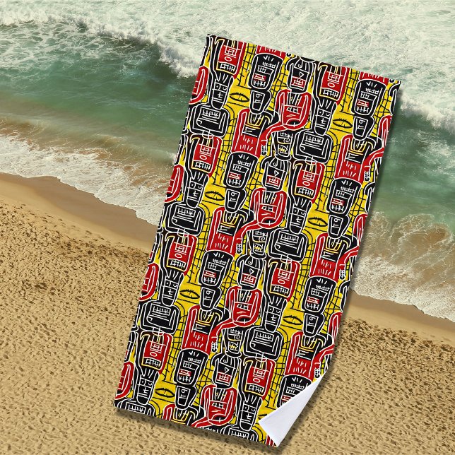 Toalla De Playa Cifras abstractas de color amarillo rojo (Subido por el creador)
