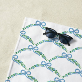 Toalla De Playa Cinta Azul de Coqueta Costera Monogramada
