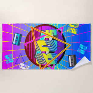TOALLA DE PLAYA CINTA DE CASSETTE RETRO DE LOS 80'S OLD SCHOOL