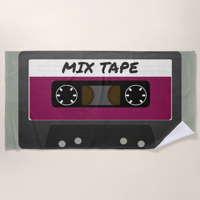 Toalla De Playa Cinta Purple Mix - Regalo inspirado en retro de 80 (Anverso)