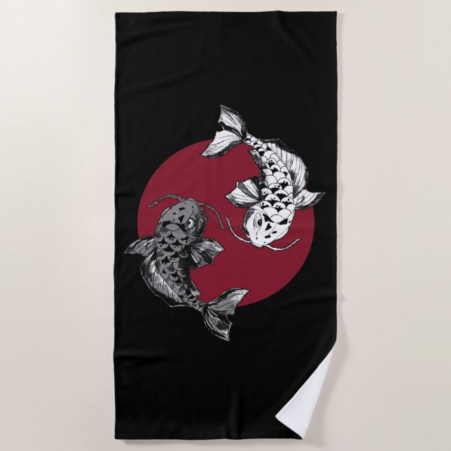 Toalla De Playa Círculo de carpas koi japonesas (Anverso)