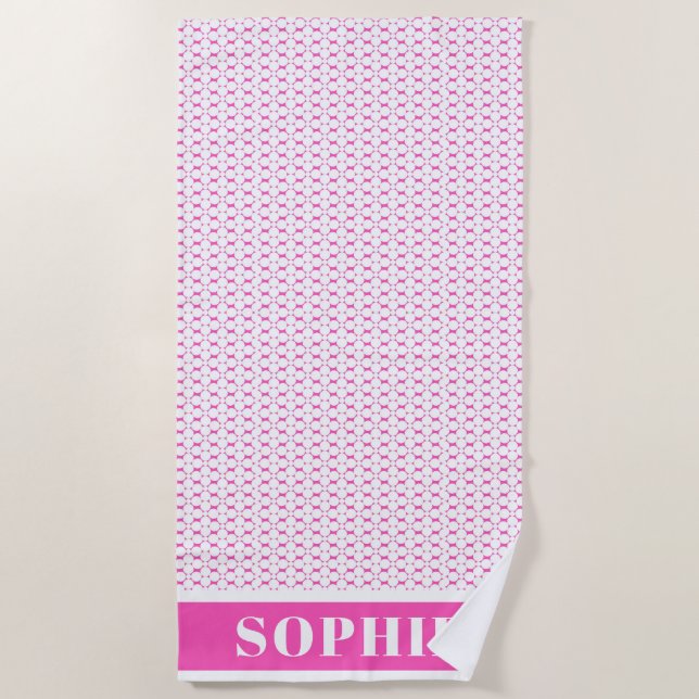 Toalla De Playa Círculos rosados geométricos modernos niños bebés (Anverso)