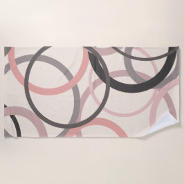 Toalla De Playa Círculos rosados y grises