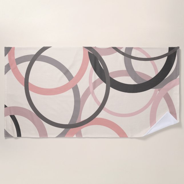 Toalla De Playa Círculos rosados y grises (Anverso)