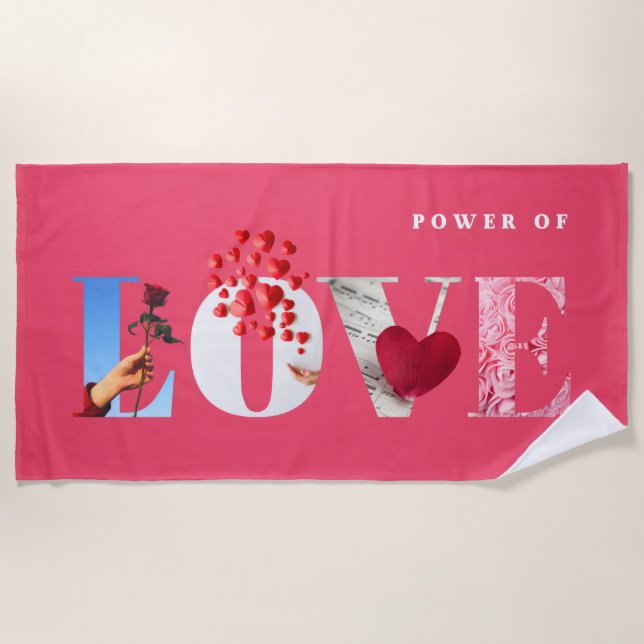 Toalla De Playa Cita del Poder del Amor Romántico Rosa Caliente Ve (Anverso)