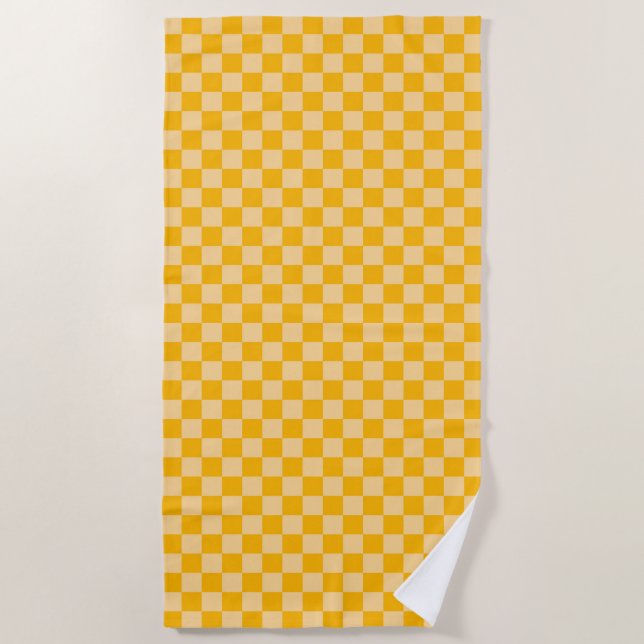 Toalla De Playa Citrus cream checkered board pattern (Anverso)