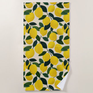 Toalla De Playa Citrus Fruit Pattern Summer Lemons Mediterranean