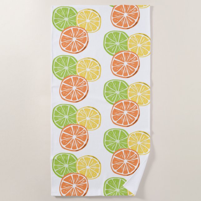 Toalla De Playa Citrus Naranja Lemon Lime Summer (Anverso)