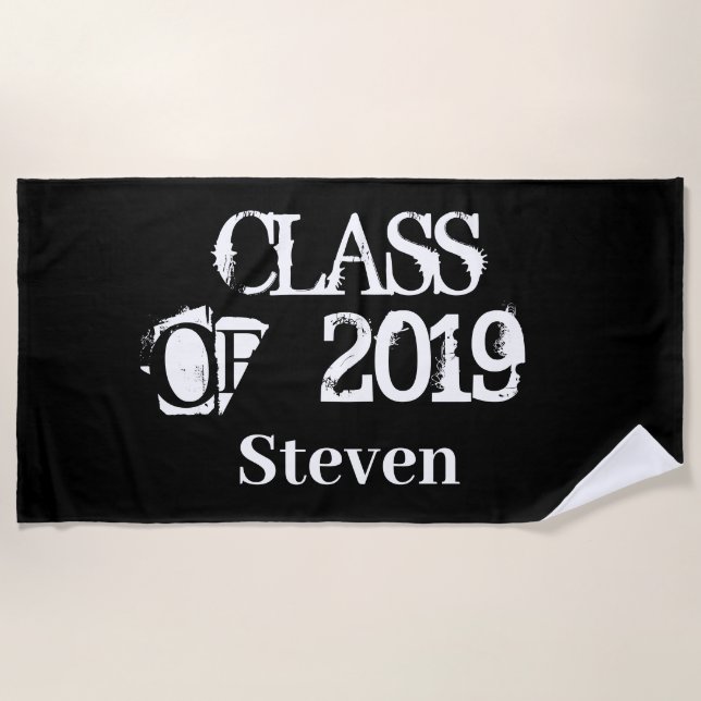 Toalla De Playa Clase personalizada de la graduación del blanco (Anverso)
